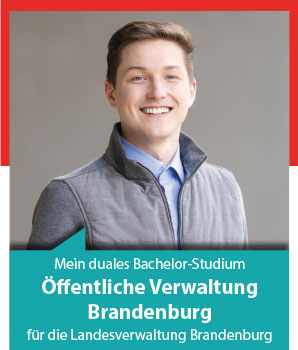 Linkbanner mit Porträtfoto von ÖVBB-Student Max und der Aufschrift Mein duales Bachelor-Studium Öffentliche Verwaltung Brandenburg für die Landesverwaltung Brandenburg